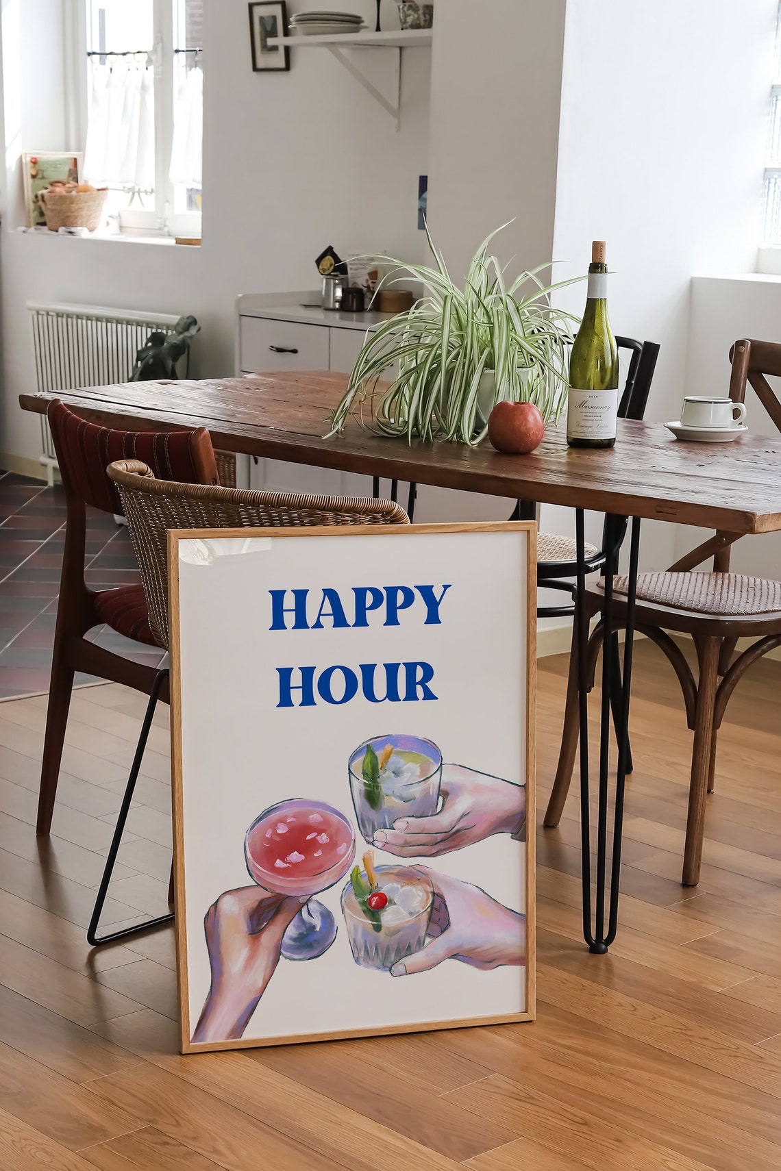 Happy Hour Art Print Bar Cart Wall Art Retro Cocktails Poster Aesthetic Bar Cart Decor Bar Cart Print Trendy Food Drink Art - Image 2