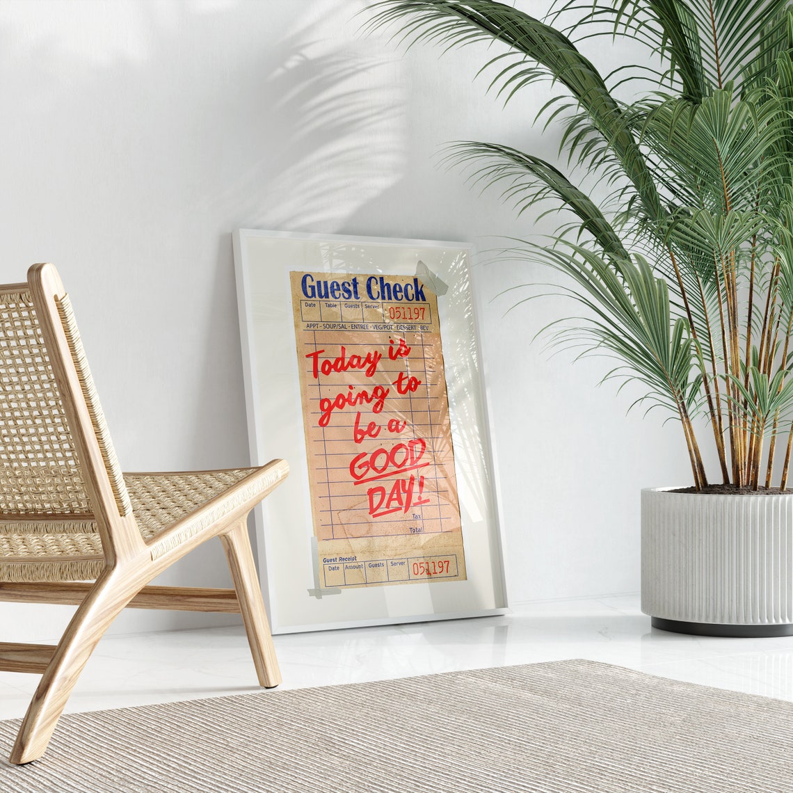 Today Is Going to Be a Good Day Vintage Guest Check Quote Poster - Image 2