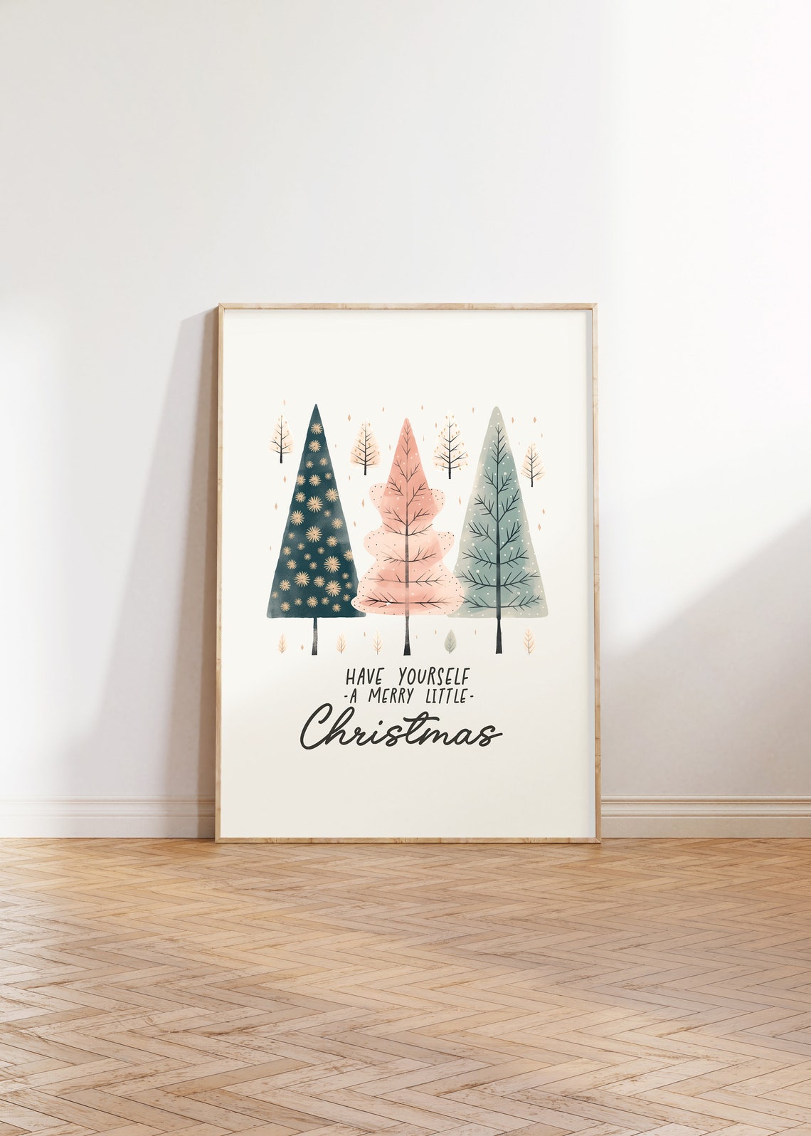Have Yourself A Merry Little Christmas Pastel Pine Trees Poster - Image 2