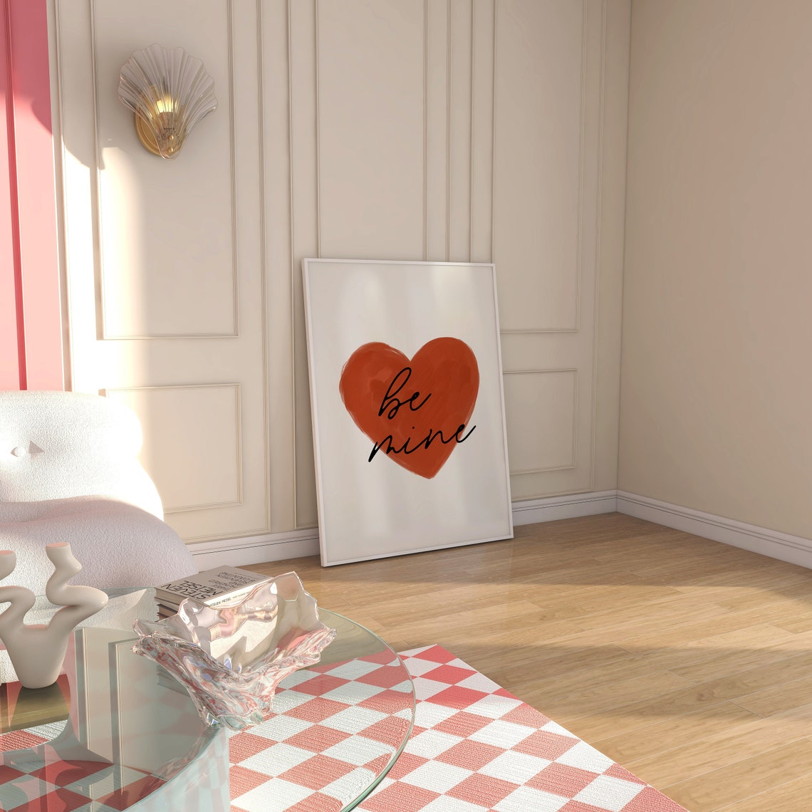Be Mine Bold Terracotta Red Painted Heart Valentine's Love Print - Image 2