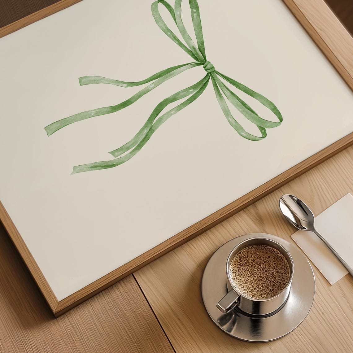 Sage Green Ribbon Watercolor Bow Balletcore Room Decor Poster - Image 2