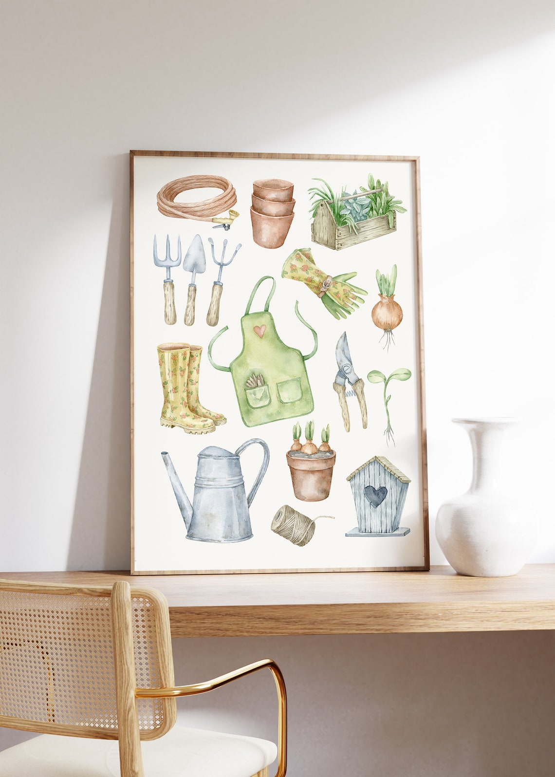 Watercolor Gardening Tools Collection Poster Gift for Garden Lovers - Image 2