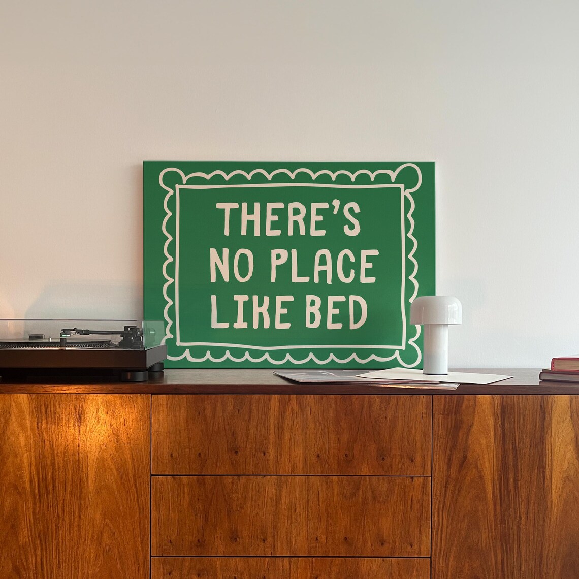 There's No Place Like Bed Retro Bedroom Wall Art Print - Image 4