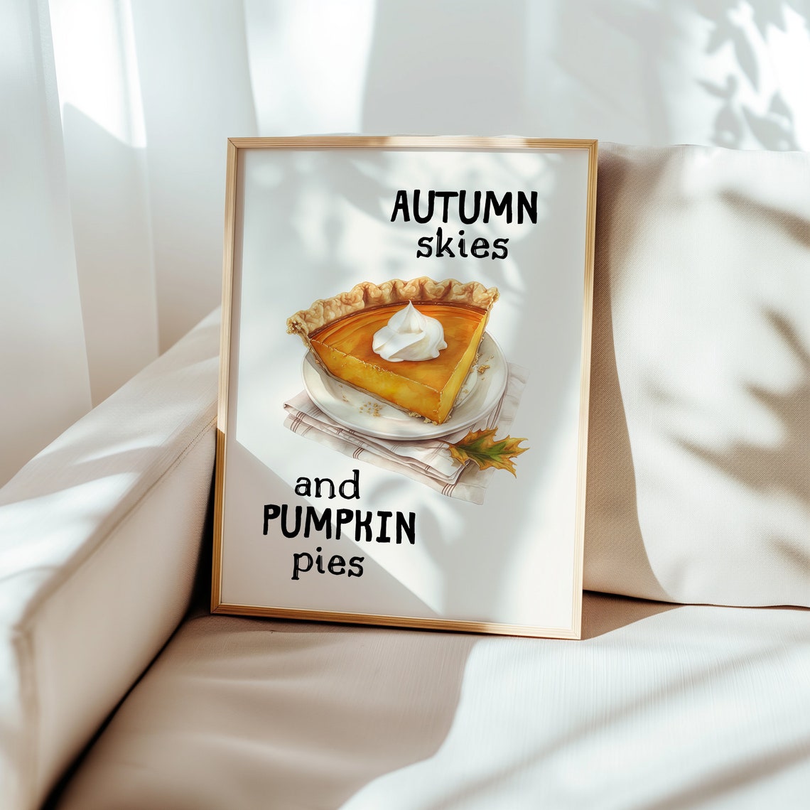 Autumn Skies And Pumpkin Pies Watercolor Fall Dessert Kitchen Poster - Image 5