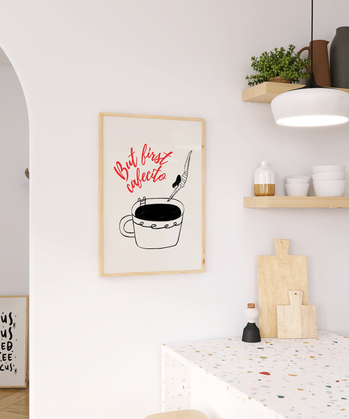 But First Cafecito Retro Coffee Art Poster - Image 3
