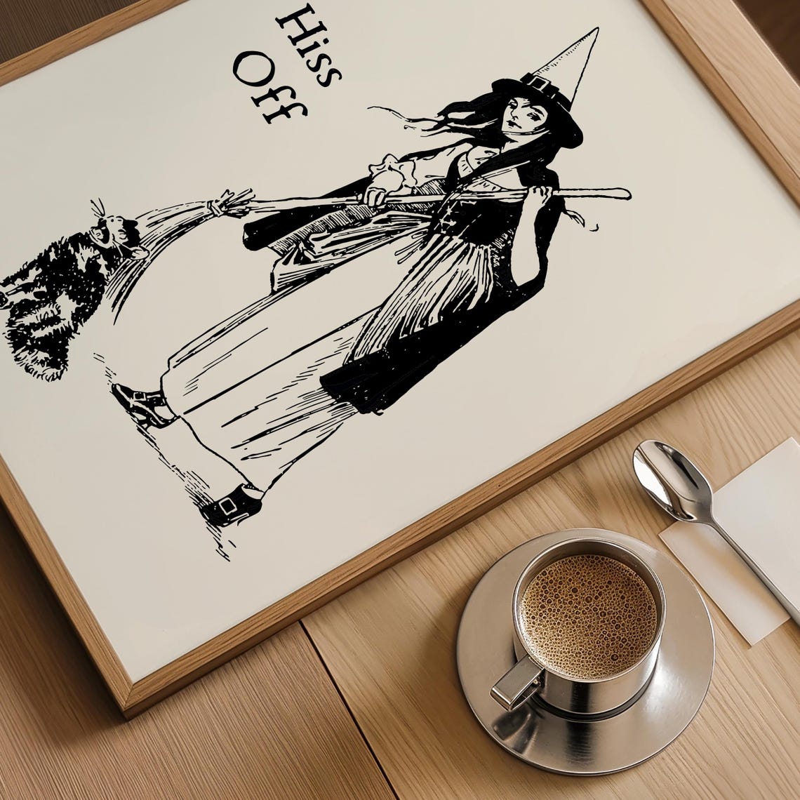 Hiss Off Vintage Witch With Black Cat Sassy Halloween Poster - Image 3
