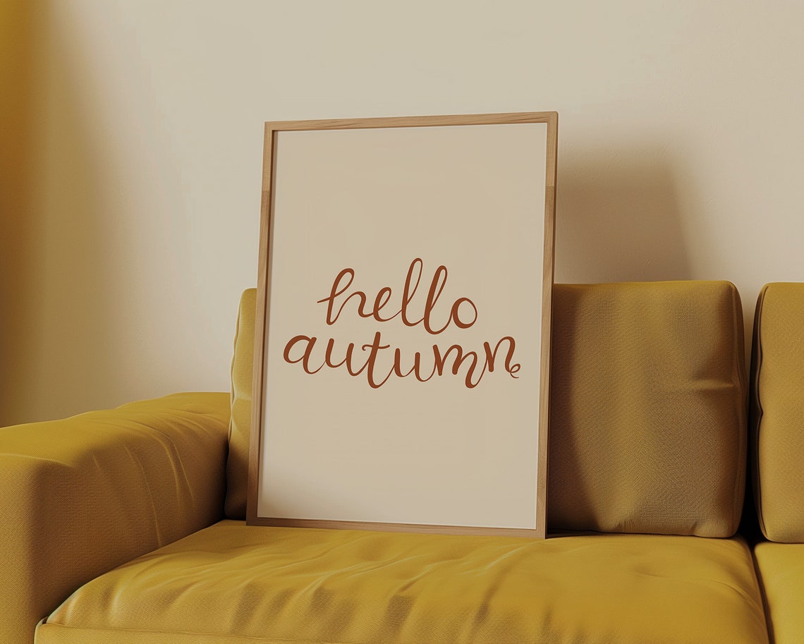 Hello Autumn Minimalist Rust Calligraphy Seasonal Decor Print - Image 4