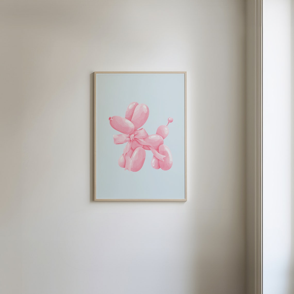 Pink Balloon Dog With Pink Bow Watercolor Coquette Wall Decor Poster - Image 4