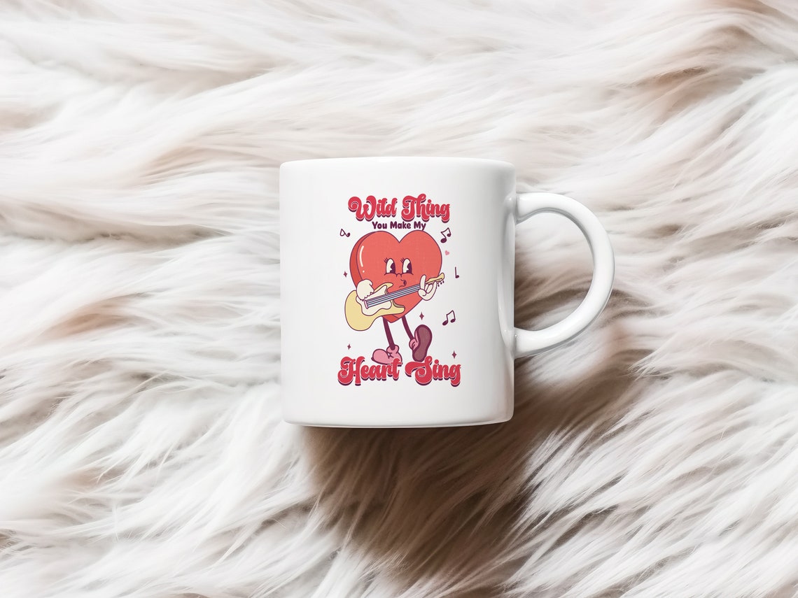 Wild Thing You Make My Heart Sing Retro Guitar Heart Art Print - Image 2