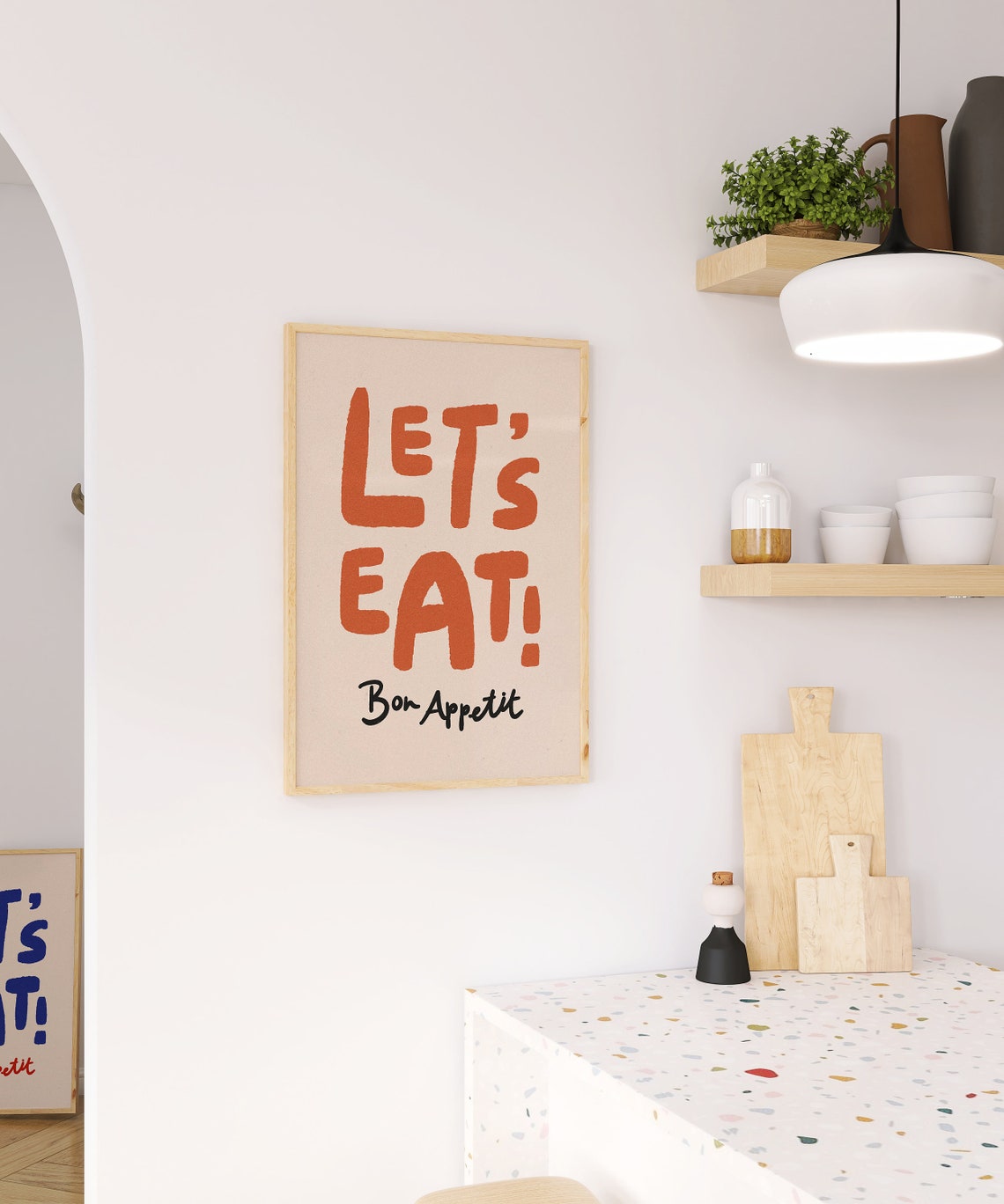 Let's Eat Bon Appetit Orange Kitchen Dining Room Decor Poster - Image 5
