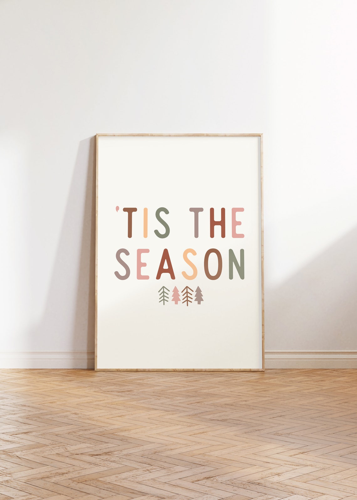 Tis The Season Minimalist Multicolor Holiday Lettering Wall Art - Image 2
