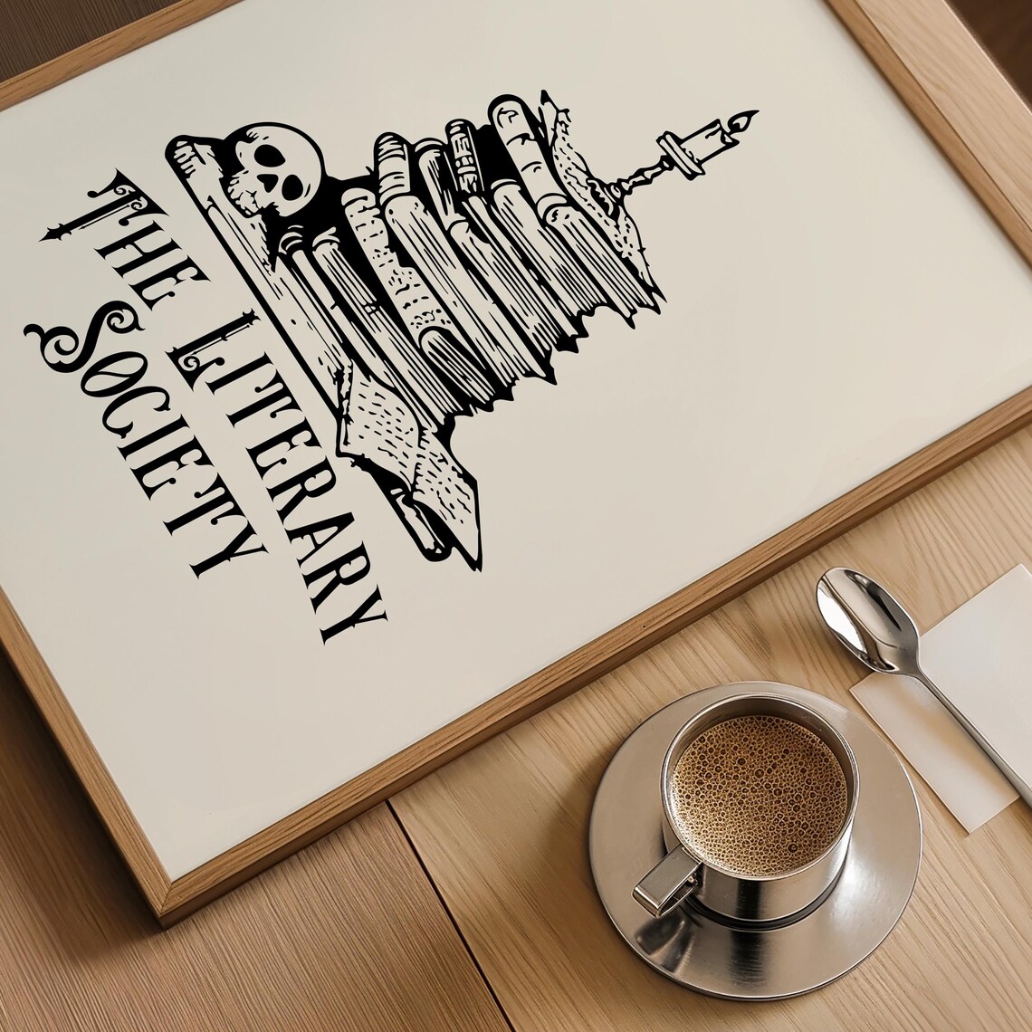 The Literary Society Gothic Books Candle and Skull Dark Academia Poster - Image 3