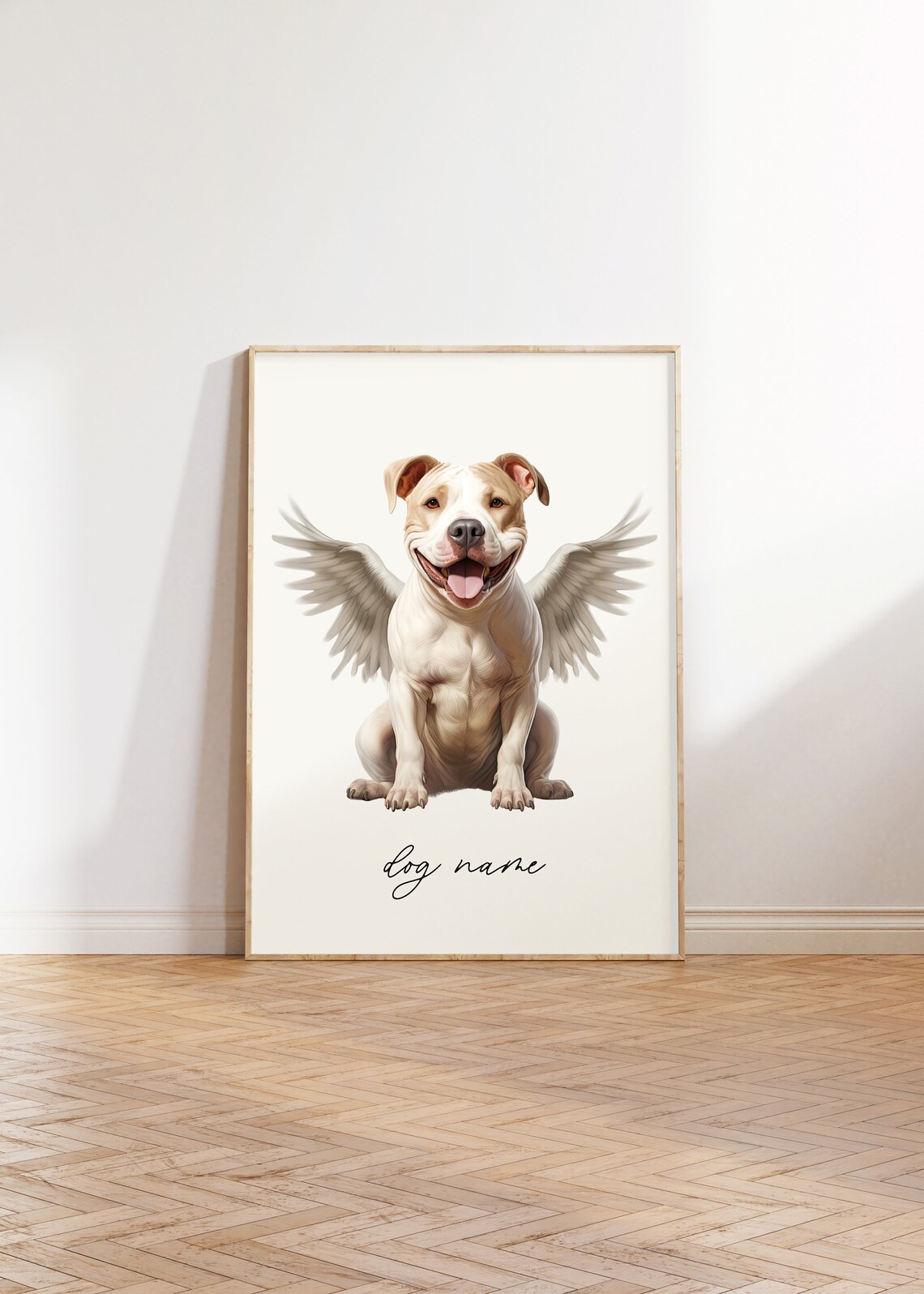 Pit Bull Terrier Dog Memorial Rainbow Bridge Print Pet Loss Memorial Portrait Angel Dog Print Pet Loss Sympathy Gift Custom Dog Painting - Image 3