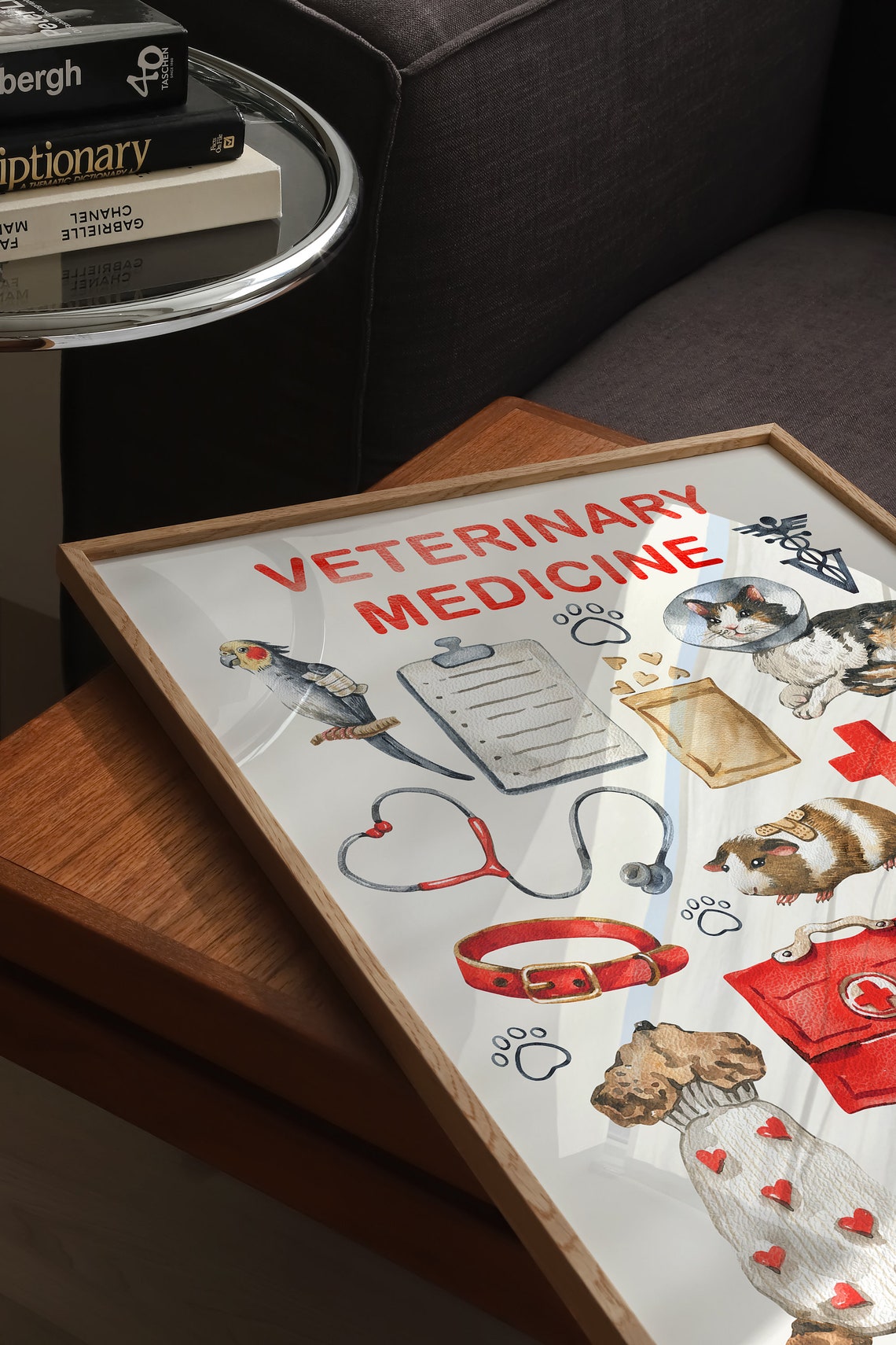 Veterinary Medicine Watercolor Animal Clinic Collage Art Poster - Image 4