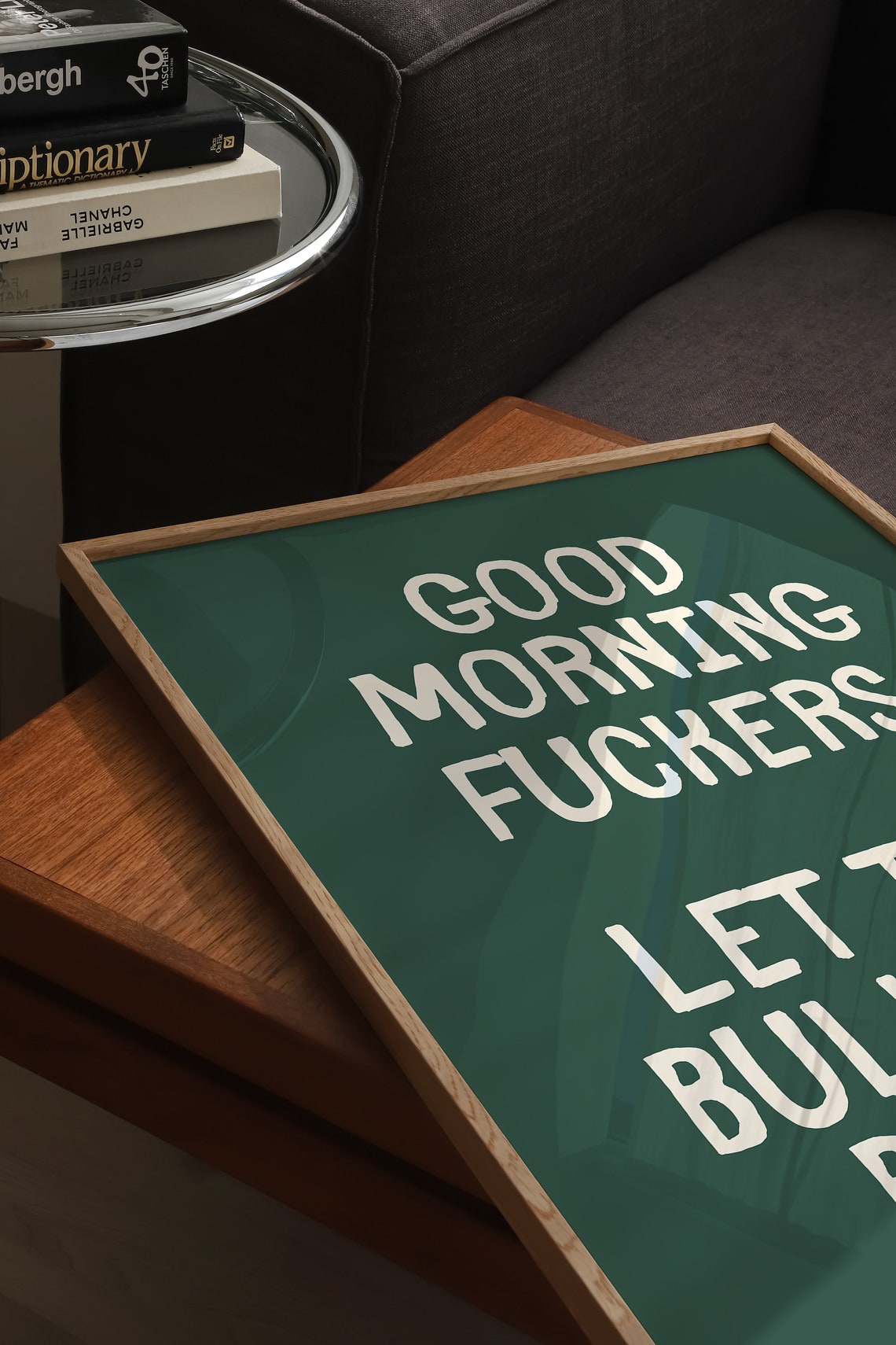 Good Morning Fuckers Sweary Deep Green Funny Quote Wall Poster - Image 2