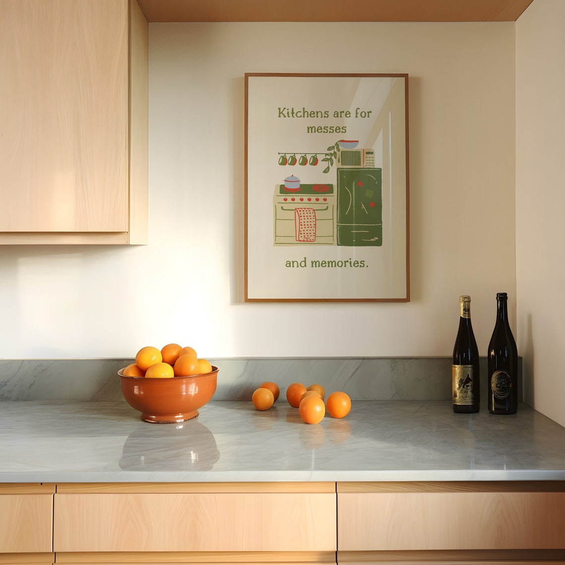 Kitchens Are for Messes and Memories Green Kitchen Quote Wall Art - Image 4