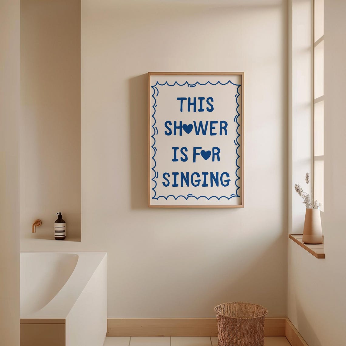 This Shower Is for Singing Navy Funny Bathroom Singing Quote Poster - Image 4