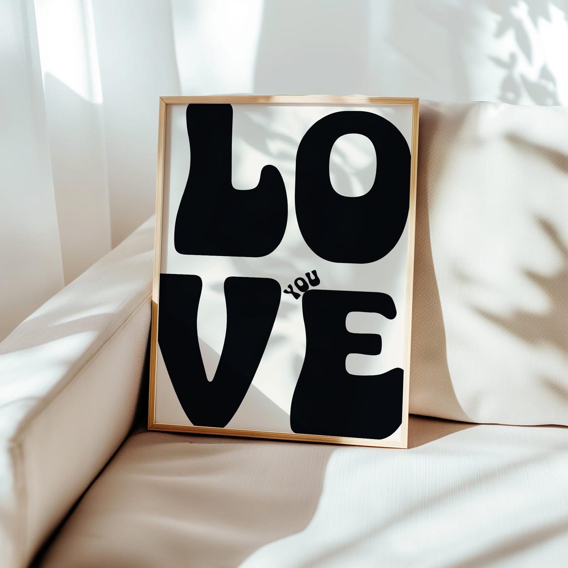 Love You Black Retro Typography Bedroom Above Bed Statement Poster - Image 5