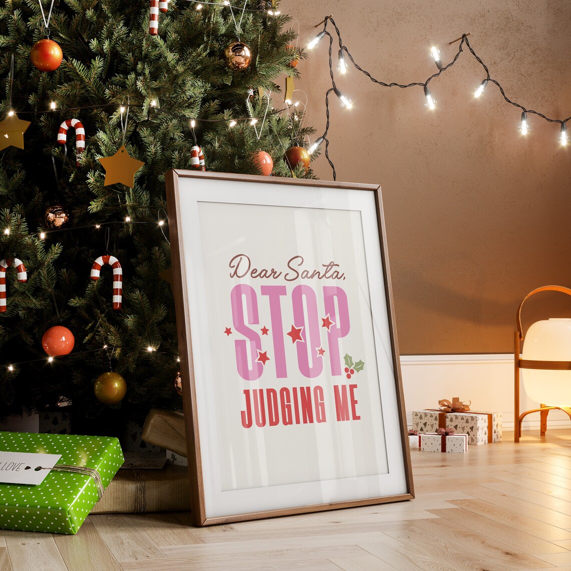 Dear Santa Stop Judging Me Christmas Quote Art Print - Image 2
