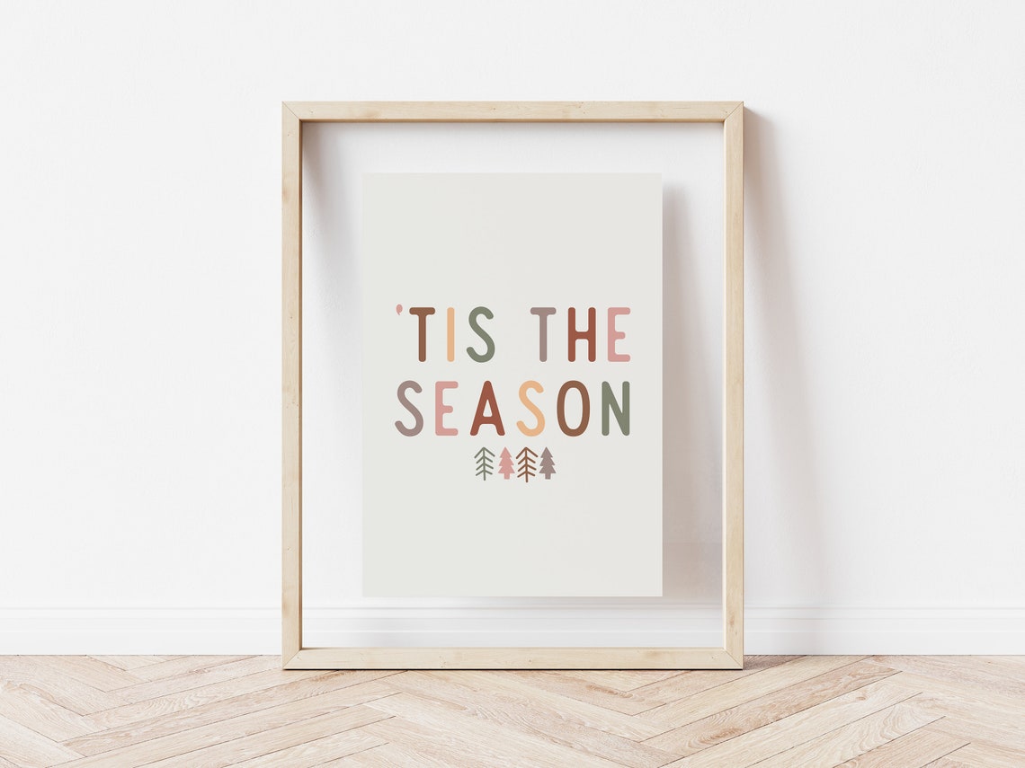 Tis The Season Minimalist Multicolor Holiday Lettering Wall Art - Image 5