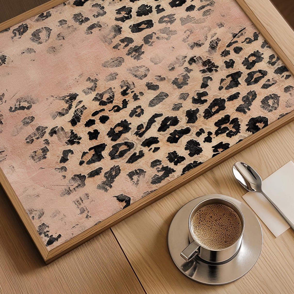 Blush Pink Leopard Spot Pattern Textured Painterly Animal Style Poster - Image 3
