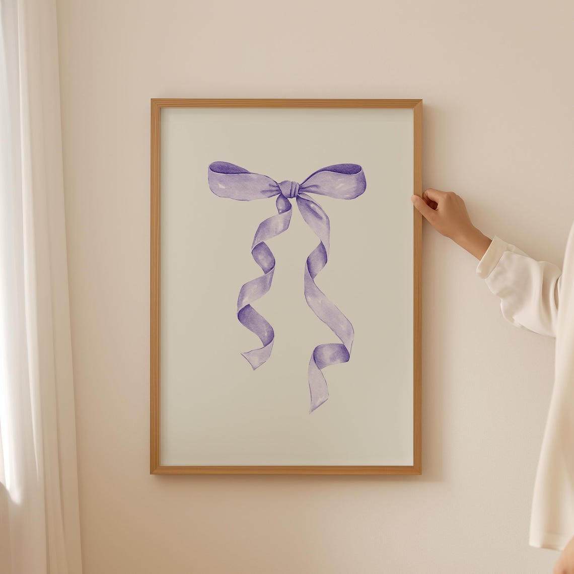 Lavender Ribbon Bow Watercolor Balletcore Coquette Bedroom Poster - Image 2