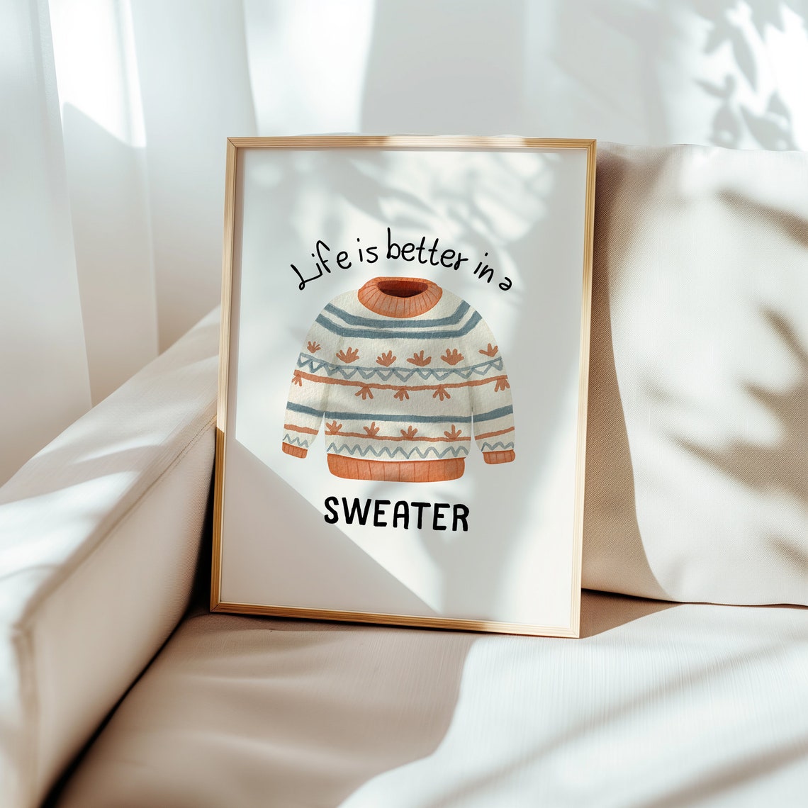 Life Is Better in a Sweater Nordic Knit Cozy Fall Quote Poster - Image 5