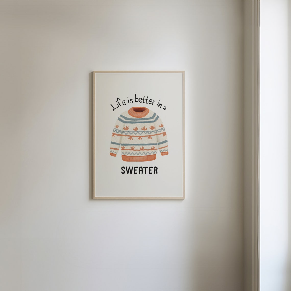 Life Is Better in a Sweater Nordic Knit Cozy Fall Quote Poster - Image 4