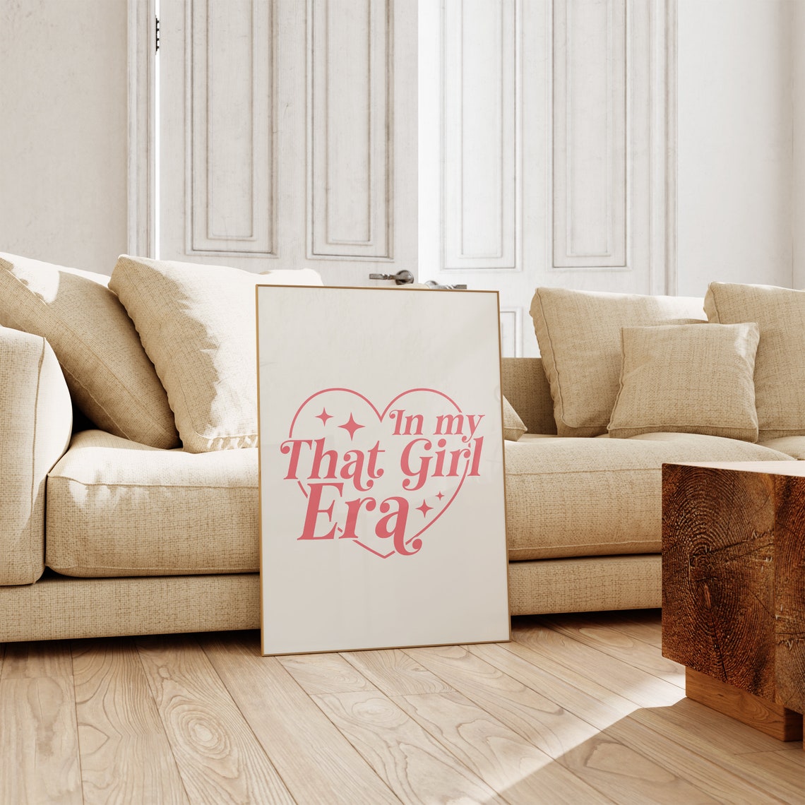 In My That Girl Era Pink Script Heart Affirmation Quote Poster - Image 3