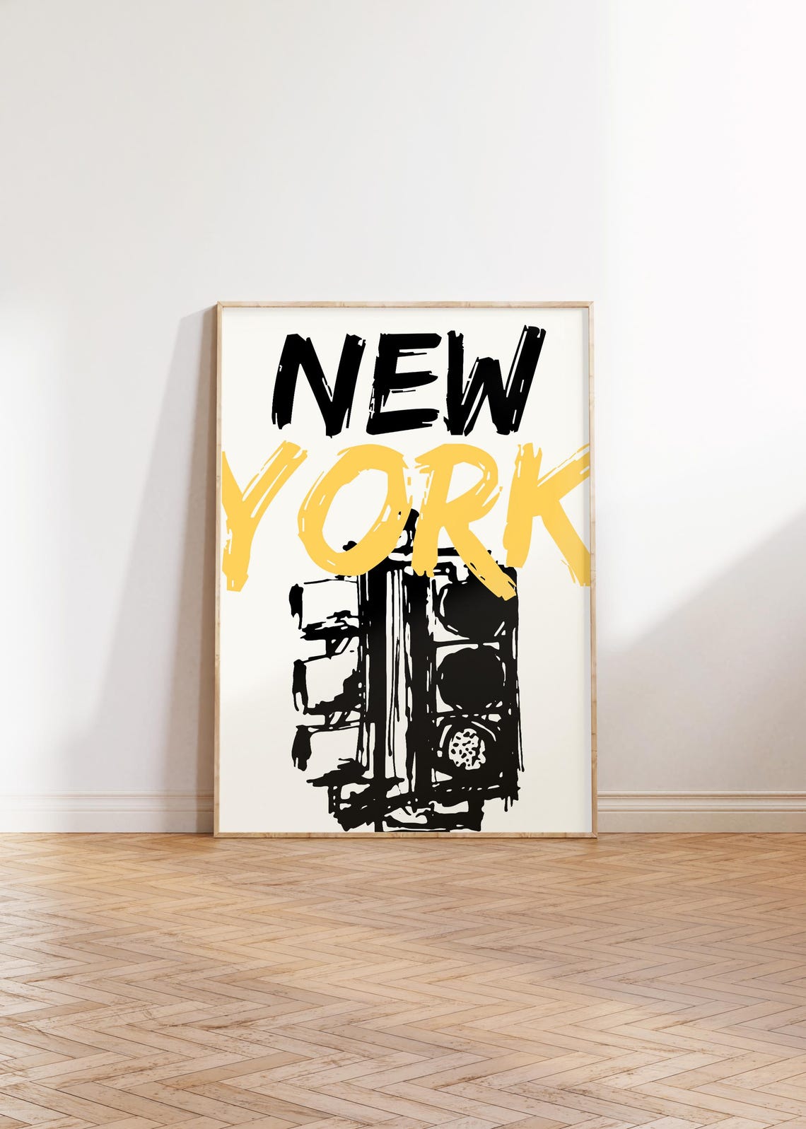 New York City Traffic Light Hand Drawn Sketch Typography Poster - Image 5