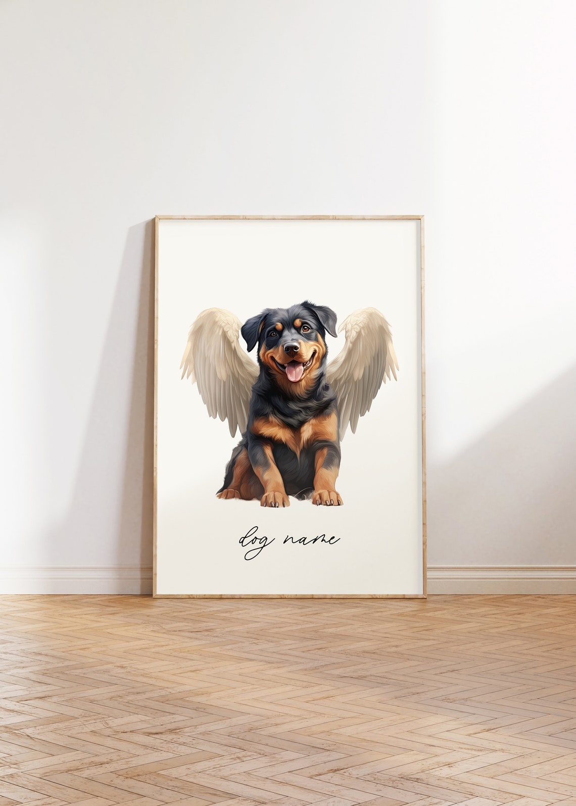 Rottweiler Dog Memorial Rainbow Bridge Print Pet Loss Memorial Gift Portrait Angel Dog Print Pet Loss Sympathy Gift Custom Dog Painting - Image 3