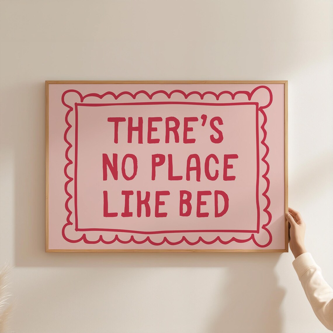 There's No Place Like Bed Cute Bedroom Art Print - Image 4