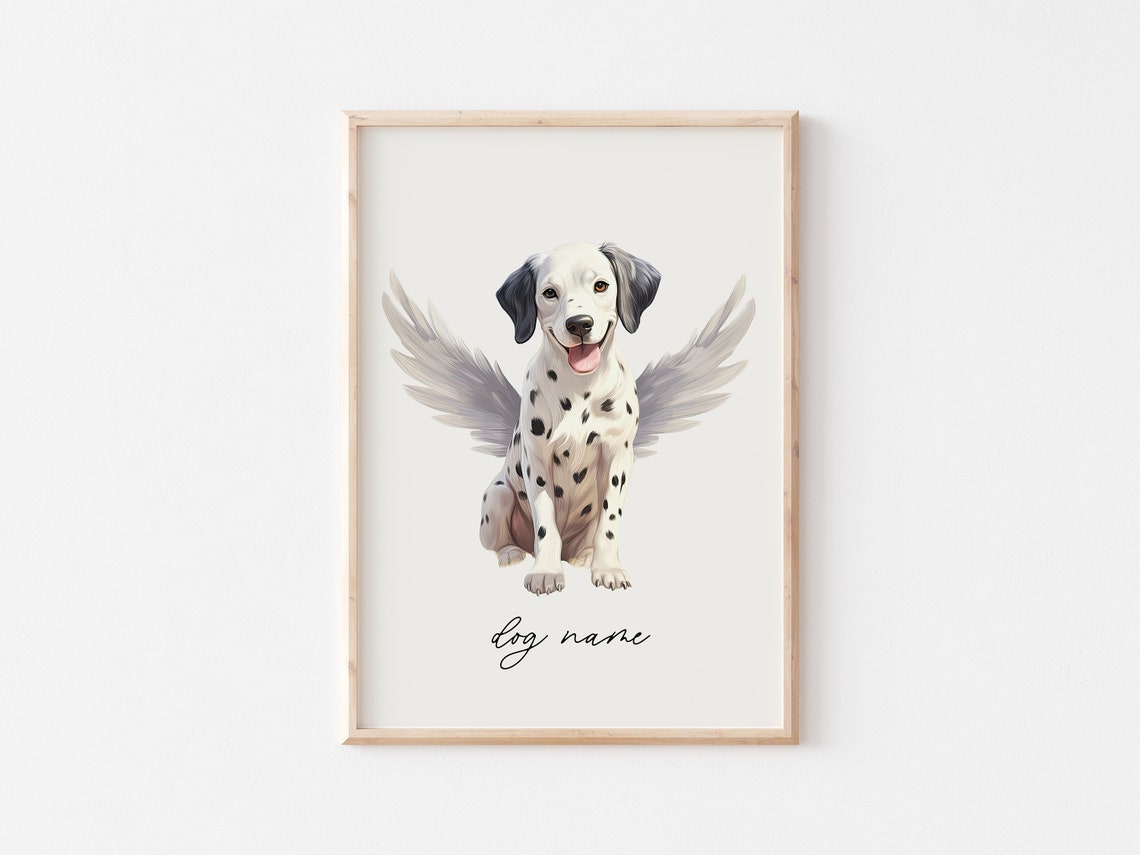 Dalmatian Angel Wings Custom Pet Memorial Portrait Dog Poster - Image 2