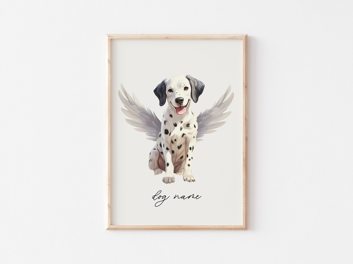 Dalmatian Dog Memorial Rainbow Bridge Print Pet Loss Memorial Portrait Angel Dog Print Pet Loss Sympathy Gift Custom Dog Memorial Gift - Image 2