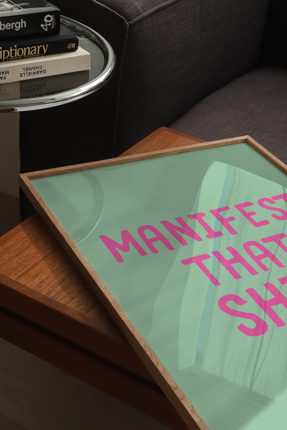 Manifest That Shit Pink Green Sassy Bold Affirmation Quote Poster - Image 2