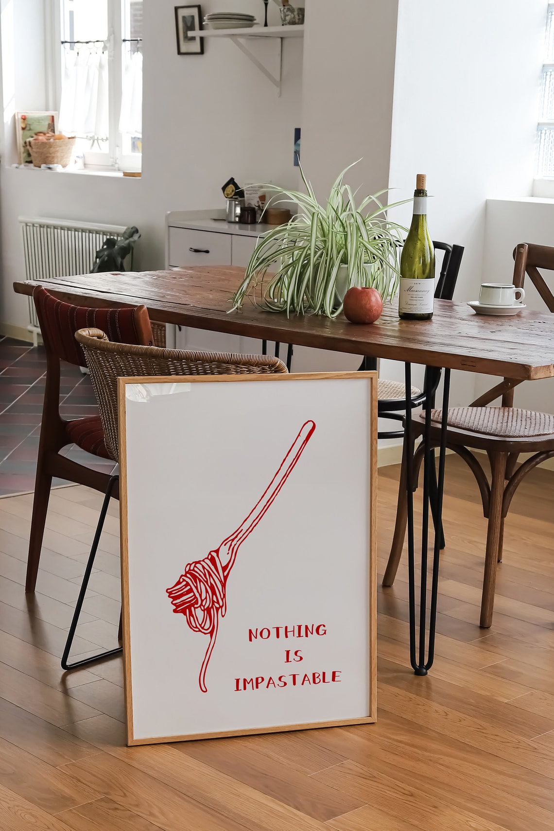 Nothing Is Impastable Spaghetti Fork Pun Funny Kitchen Wall Poster - Image 2