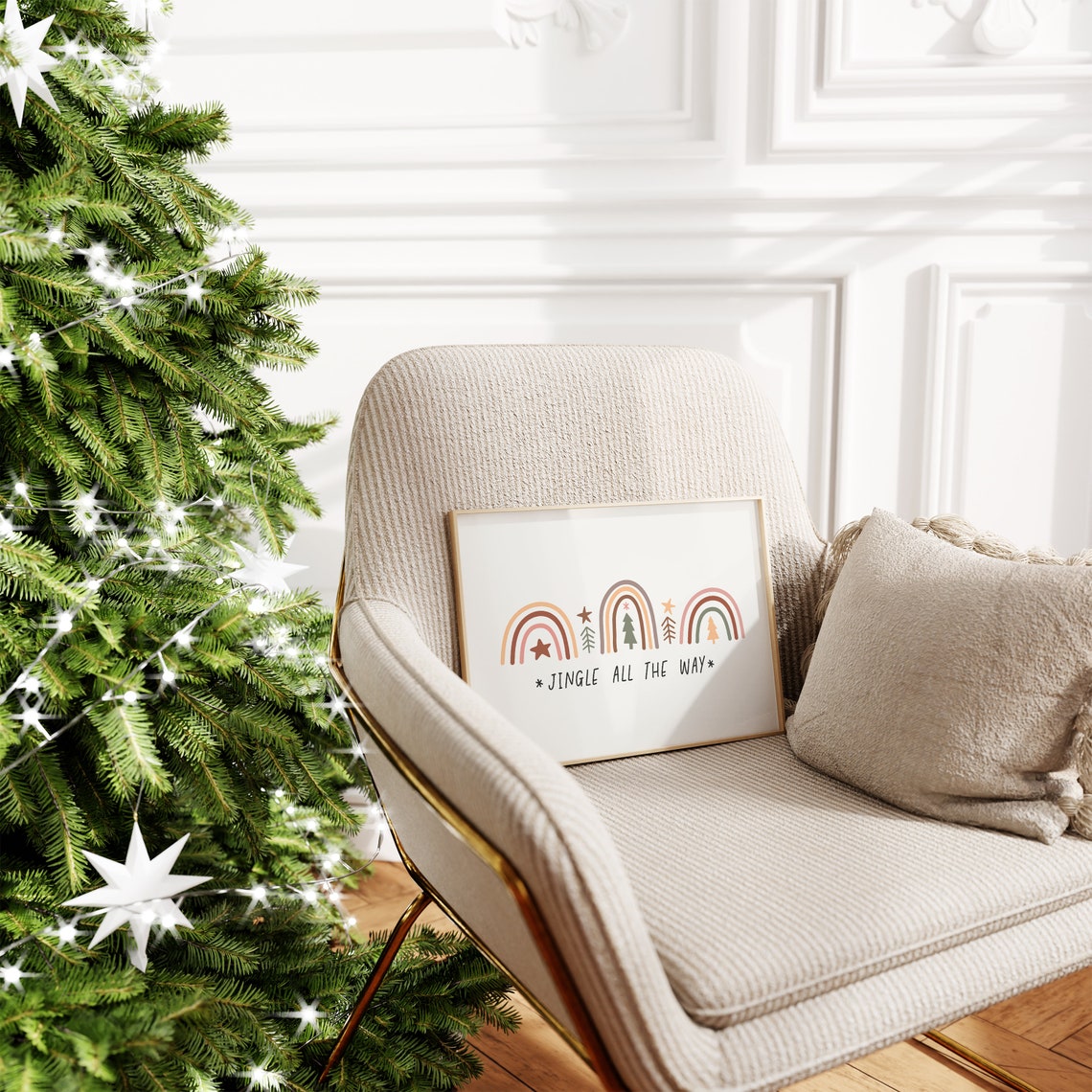 Jingle All the Way Boho Rainbow Trio Christmas Holiday Wall Art - Image 2
