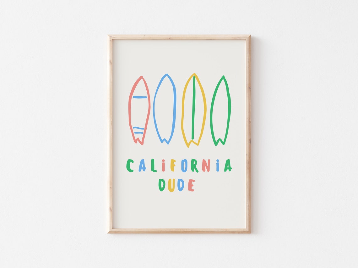 California Dude Four Colorful Surfboards Retro Trendy Art Poster - Image 5