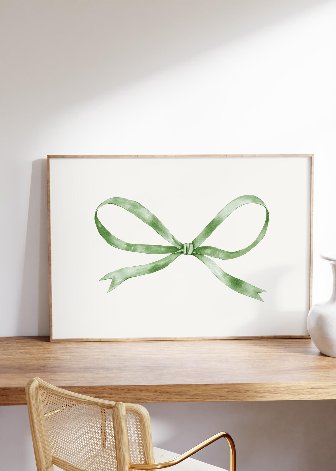 Green Bow Print Coquette Balletcore Wall Art Print - Image 3