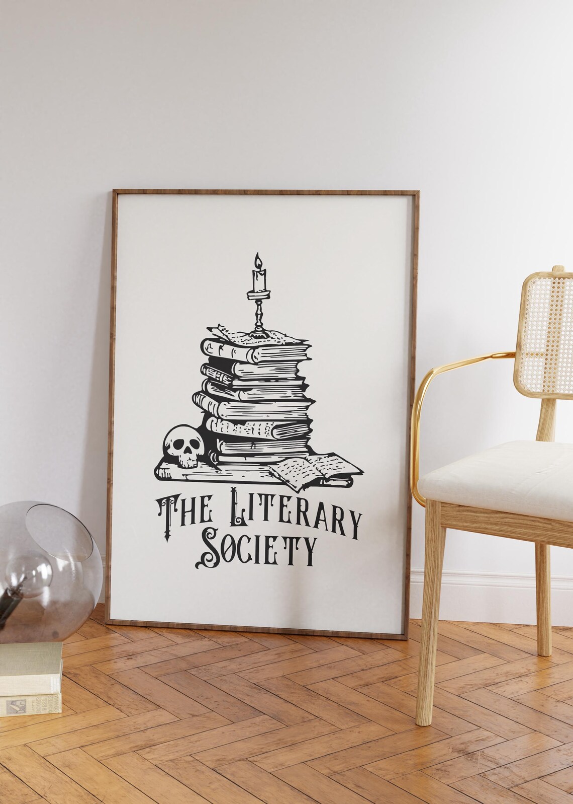 The Literary Society Gothic Books Candle and Skull Dark Academia Poster - Image 4