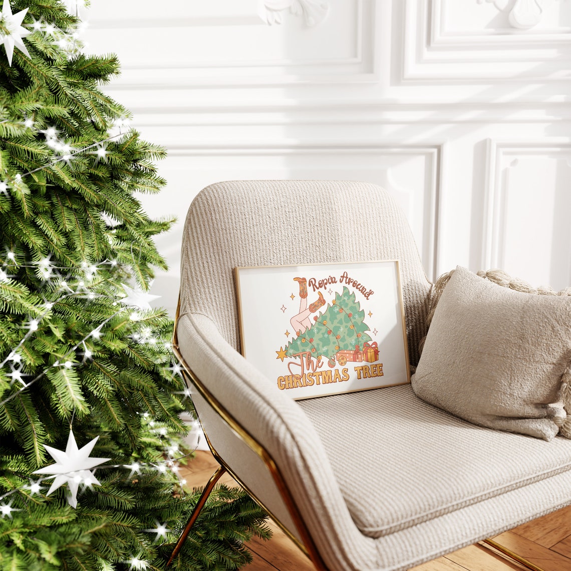 Cowgirl Christmas Print Cowboy Christmas Country Christmas Cowhide Christmas Merry Christmas Retro Christmas Print Western Christmas - Image 3