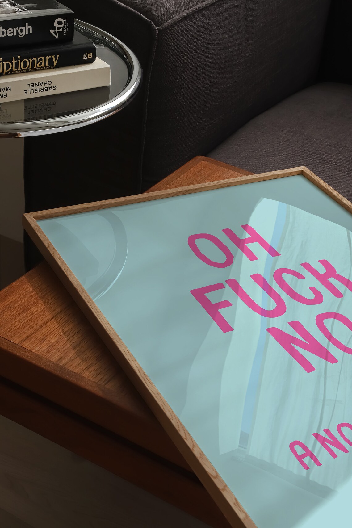 Oh Fuck No A Novel by Me Pink Blue Funny Sarcastic Art Poster - Image 3