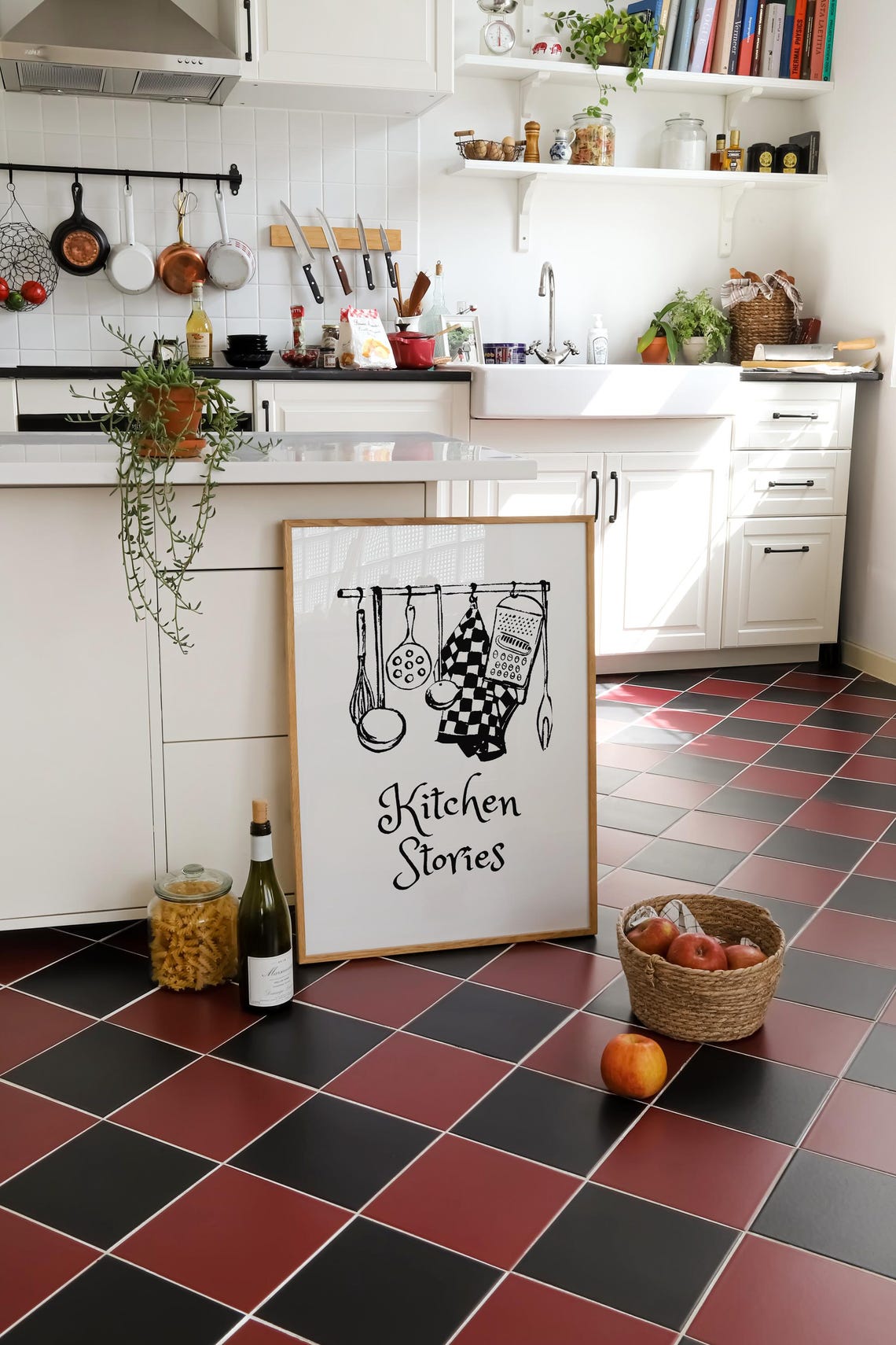 Kitchen Stories Vintage Hanging Utensils Ink Sketch Kitchen Poster - Image 3
