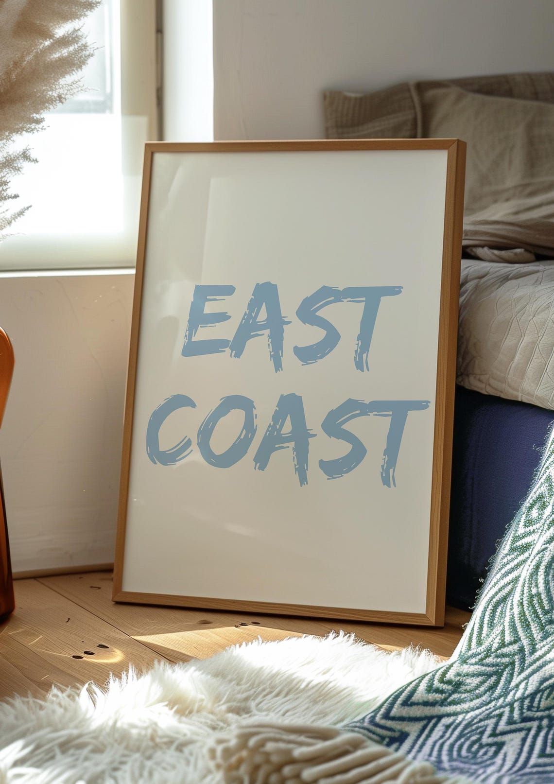 East Coast Blue Brush Script Lettering Coastal Quote Art Poster - Image 2
