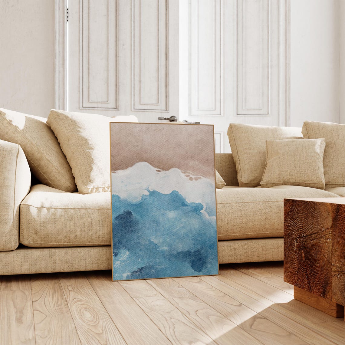 Deep Blue Ocean Waves Crashing With White Sea Foam Painting Print - Image 5