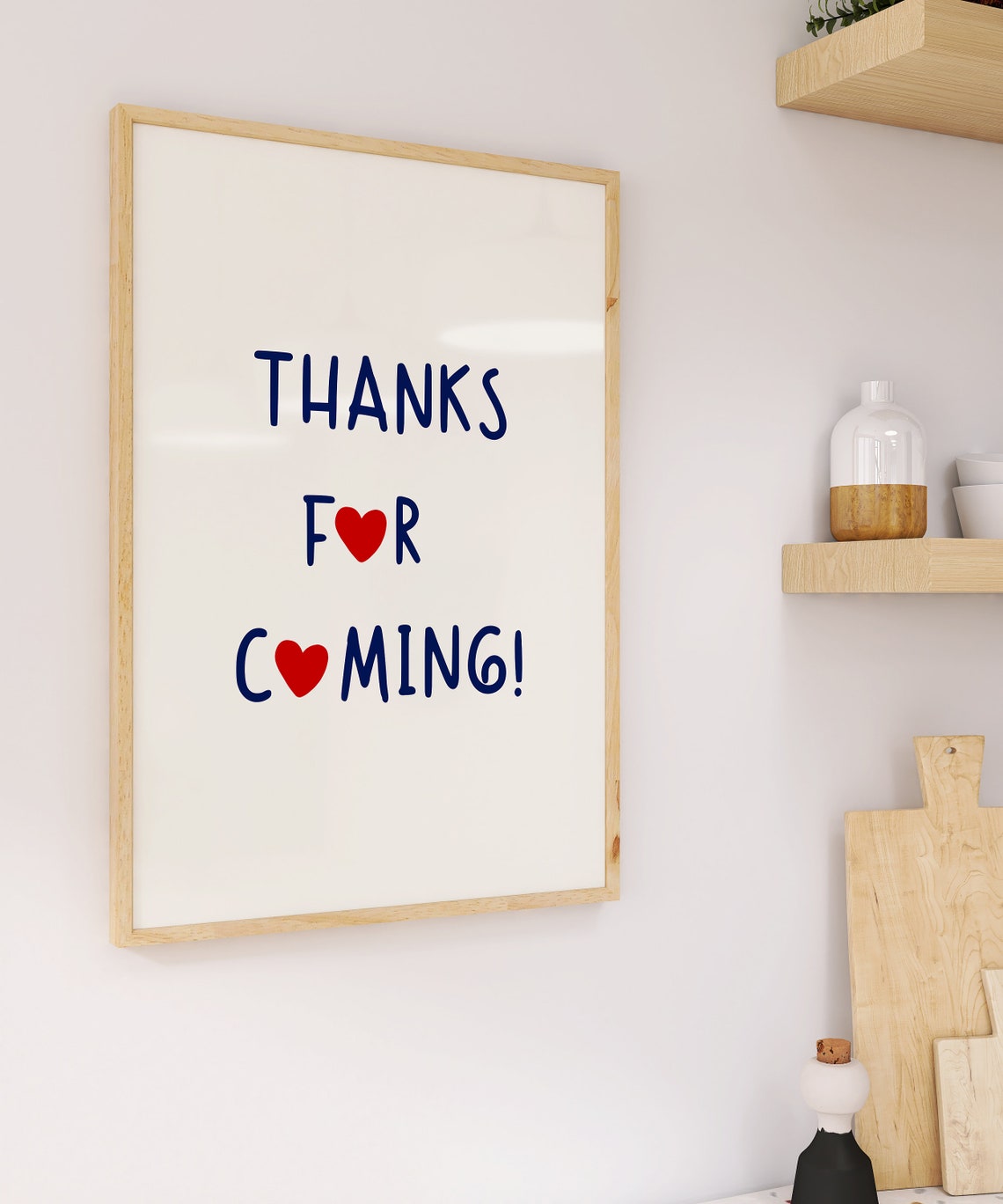 Thanks for Coming Navy and Red Heart Guest Quote Wall Poster - Image 3