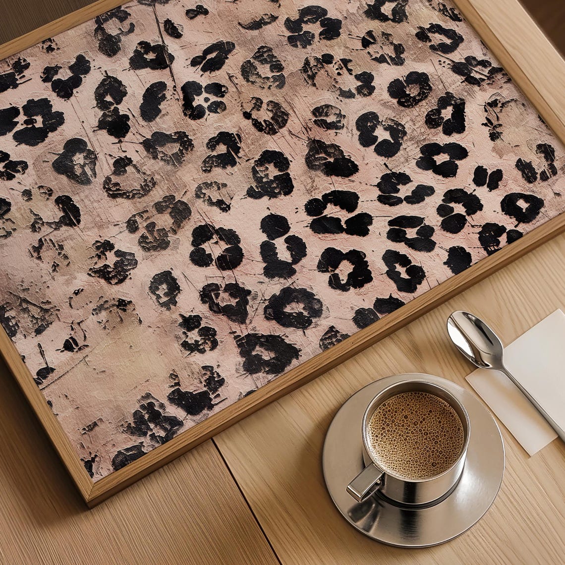 Blush Pink Leopard Pattern Textured Abstract Decor Art Poster - Image 2