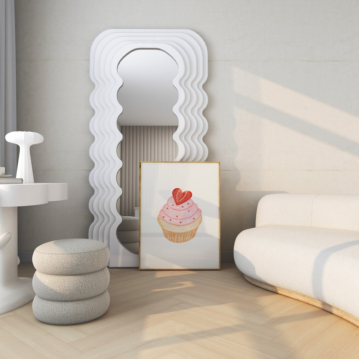 Pink Valentines Day Cupcake Watercolor Art Print - Image 4