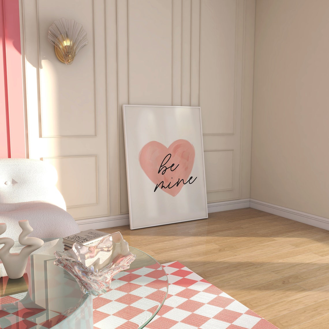 Be Mine Soft Blush Pink Watercolor Heart Valentine's Love Print - Image 2