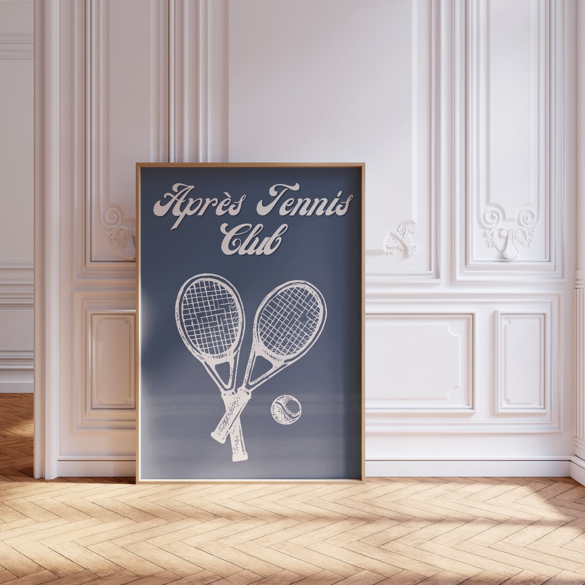 Après Tennis Club Navy Vintage Rackets Country Club Wall Poster - Image 2